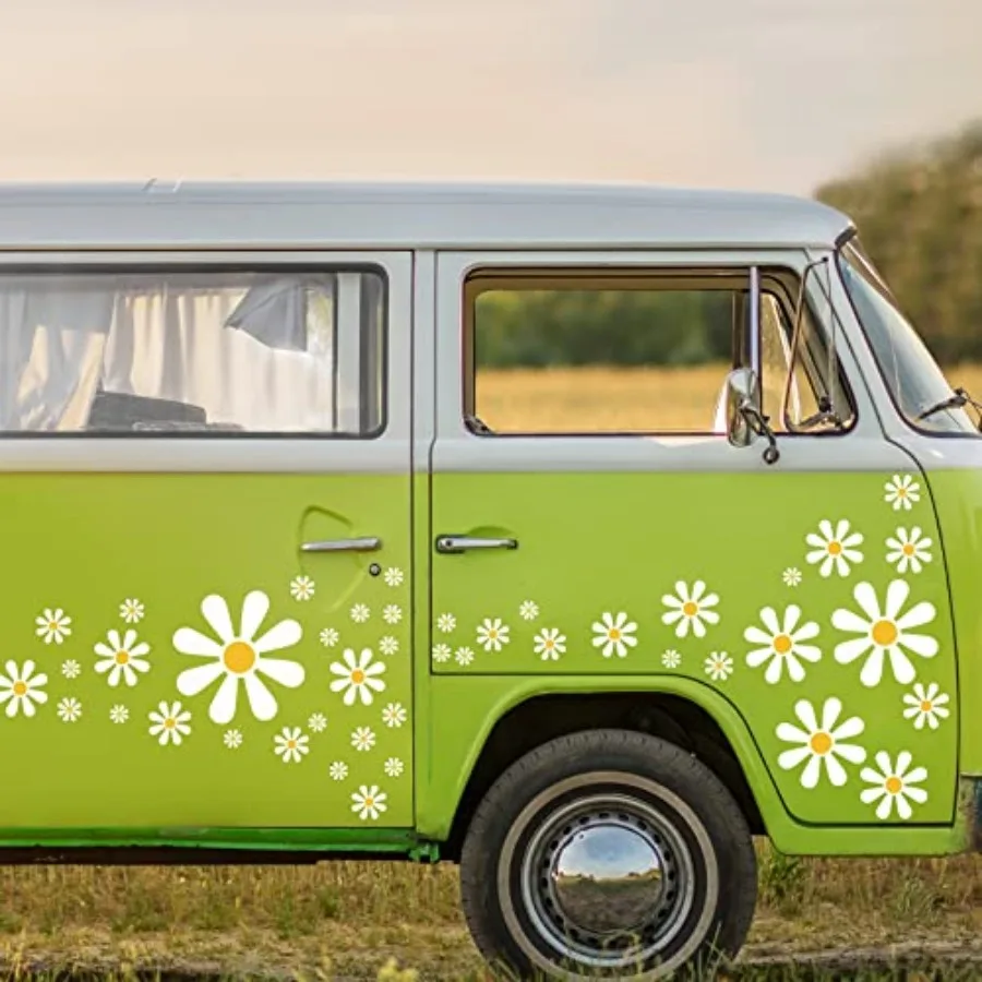 

12 Sheets Stickers 130 Pcs Flower Car Decals Self Adhesive Vinyl Retro Butterfly Flower Car Sticker for Bumper Mirror Window Cl