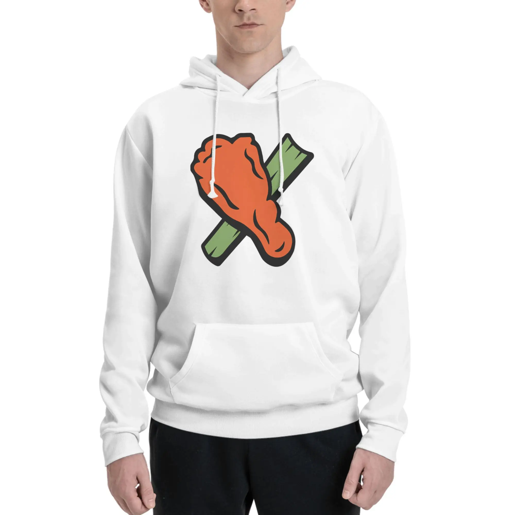 

Толстовка-худи в гонконгском стиле с флисовой подкладкой, утепленная, с принтом «Куриные крылышки, ножки и сельдерей»