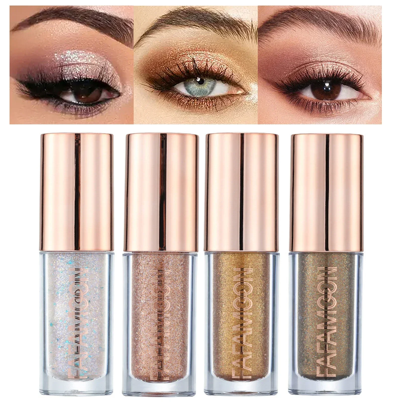 Sombra de ojos líquida con purpurina monocromática, lápiz de lentejuelas doradas y púrpuras, brillo, gusano de seda, maquillaje, resalte, Cosméticos brillantes impermeables para ojos