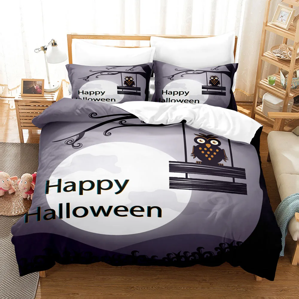 

Halloween Owl Duvet Cover King Queen Size Cute Cartoon Animal Theme Bedding Set for Kids Teen Adult 2/3pcs Polyester Quilt Cover