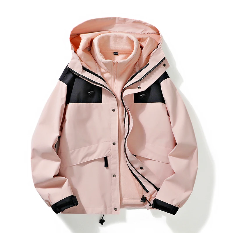 

Two-pieces Sets 3 in 1 Jacket Men Winter Waterproof Parkas Men Fleece Liner Zipper Jacket Outdoor Hiking Hunting Windproof Parka