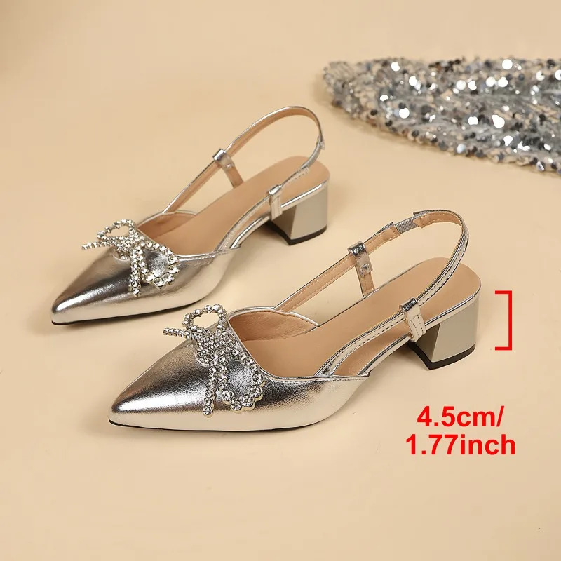 French Pointed-toe Head-toe Summer 2026 New Style Casual Bow-back Single Shoes for Women
