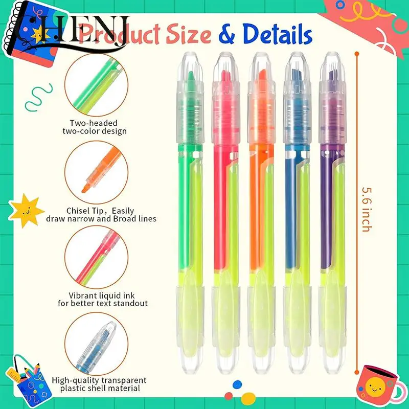 Double-headed Highlighter Color Straight Liquid Marker Pen Hand Account This Student Stationery