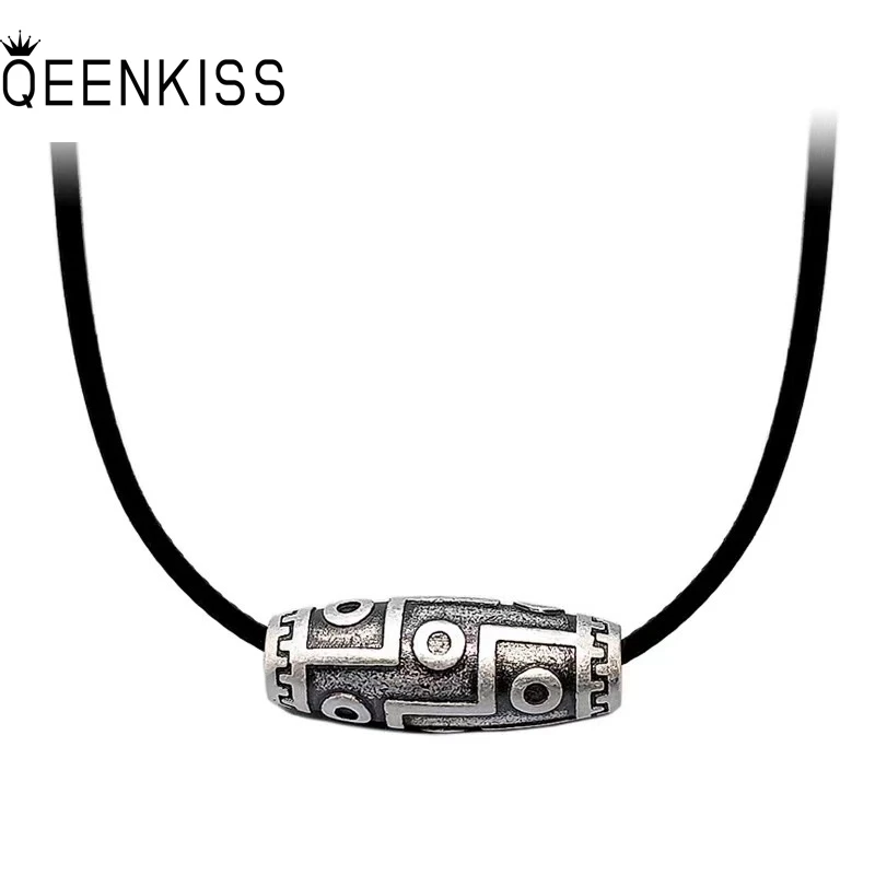 

QEENKISS 925 Sterling Silver Vintage Bead Necklace Pendant For Women Men FineJewelry Wholesale Birthday Wedding Party Gift PT626