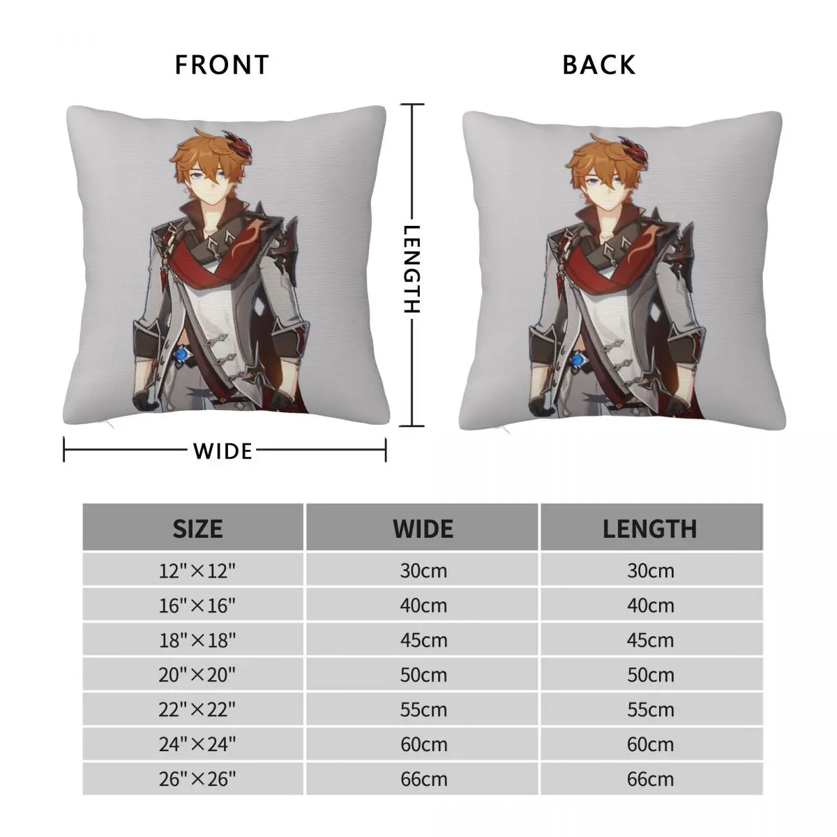 Genshin Impact Childe Tartaglia Square Pillowcase Polyester Linen Velvet Pattern Decorative Throw Pillow Sofa Cover Wholesale