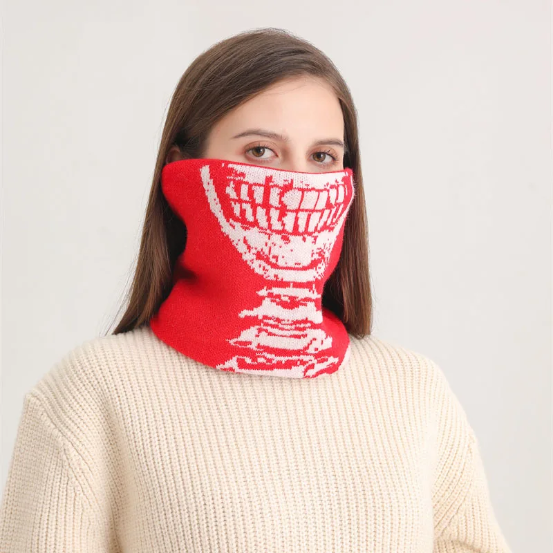 Thick Autumn Winter Warm Skull Ring Scarf Men Women Soft Collor Neckerchief Outdoor Ski Full Mask Bufanda Muffler Knitted Neck