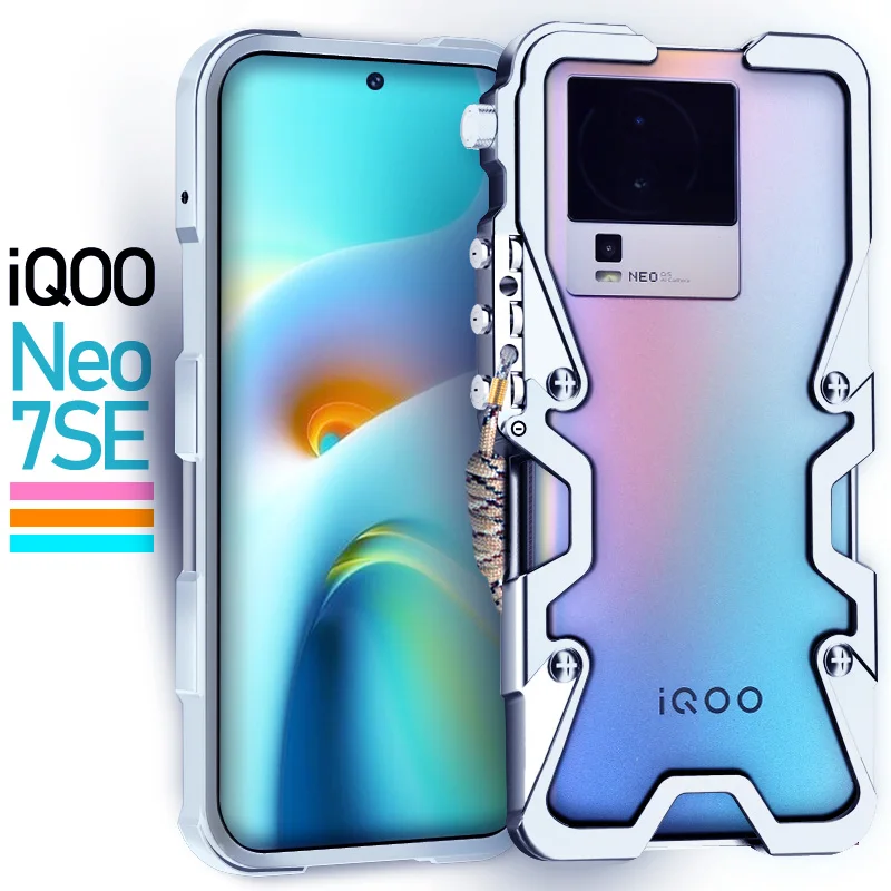 

Luxury Armor Metal Aluminum Phone Cases Bumper For Vivo Iqoo Neo 7 Neo7 Se Speeding Cover Mechanical Purely Handmade Skull Case