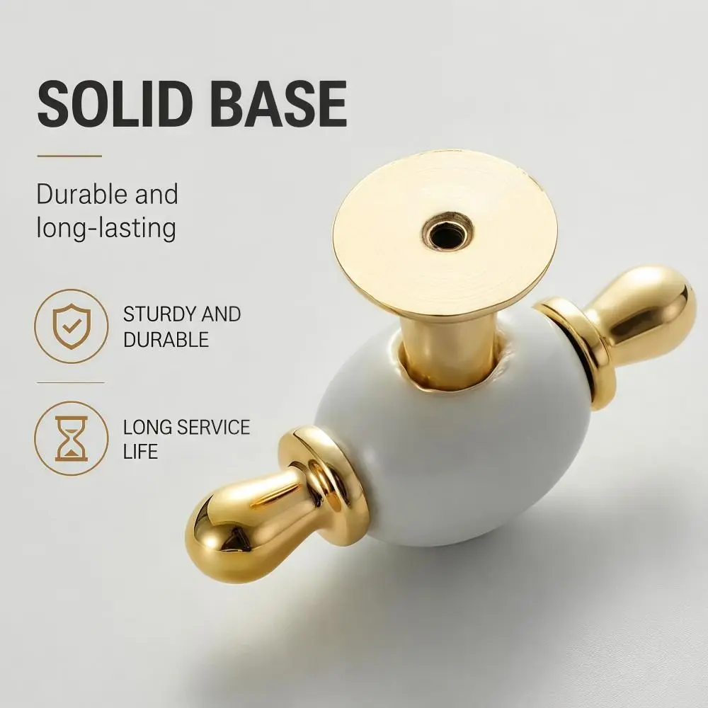 Elegant Ceramic Cabinet Handles Zinc Alloy Smooth Gold Drawer Pulls 96mm 128mm Classic Cabinet Door Knobs Furniture Hardware