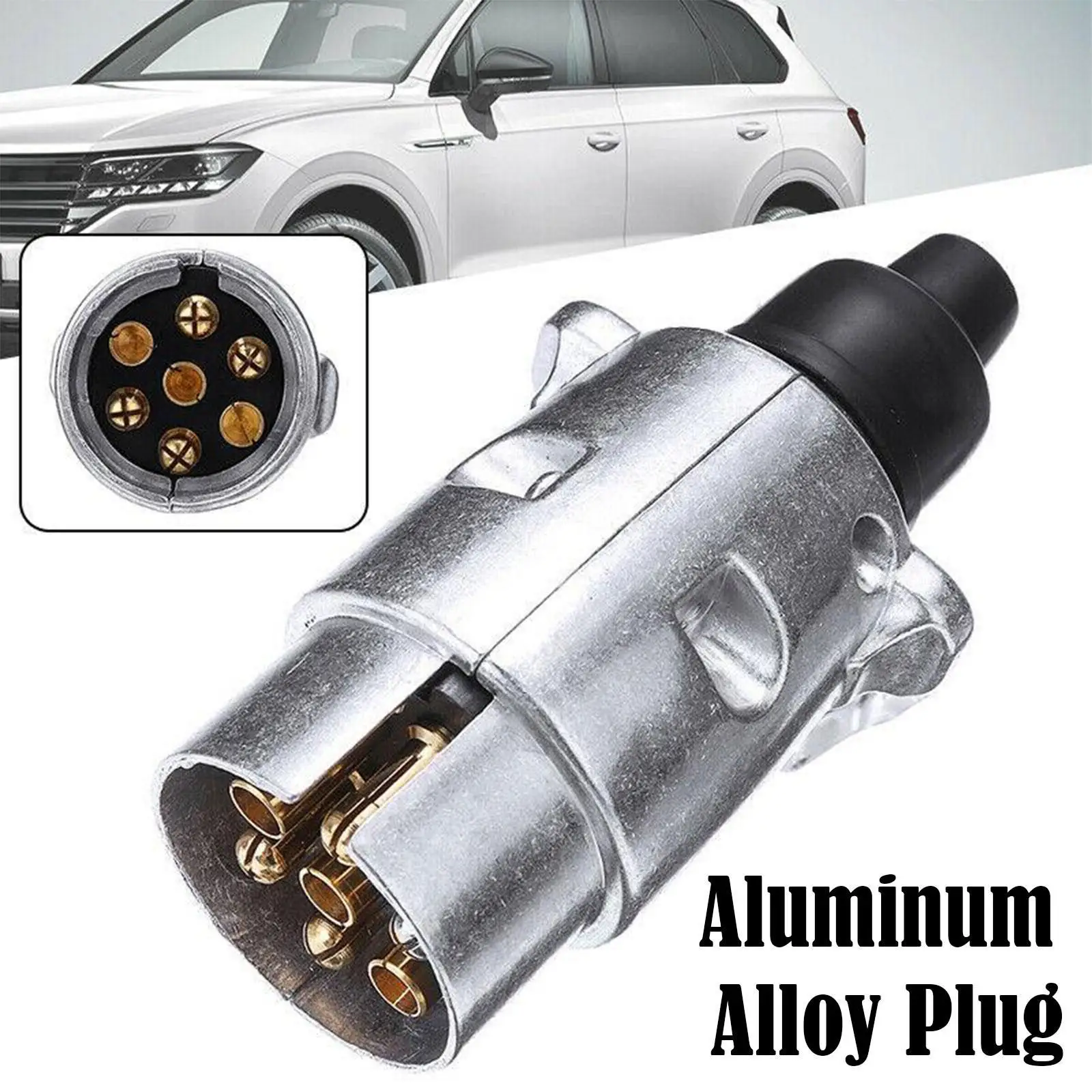 

New 7 Pin Aluminium Alloy Plug Trailer Truck Towing Electrics 12V Connector Professional Replacement For Truck EU Plug
