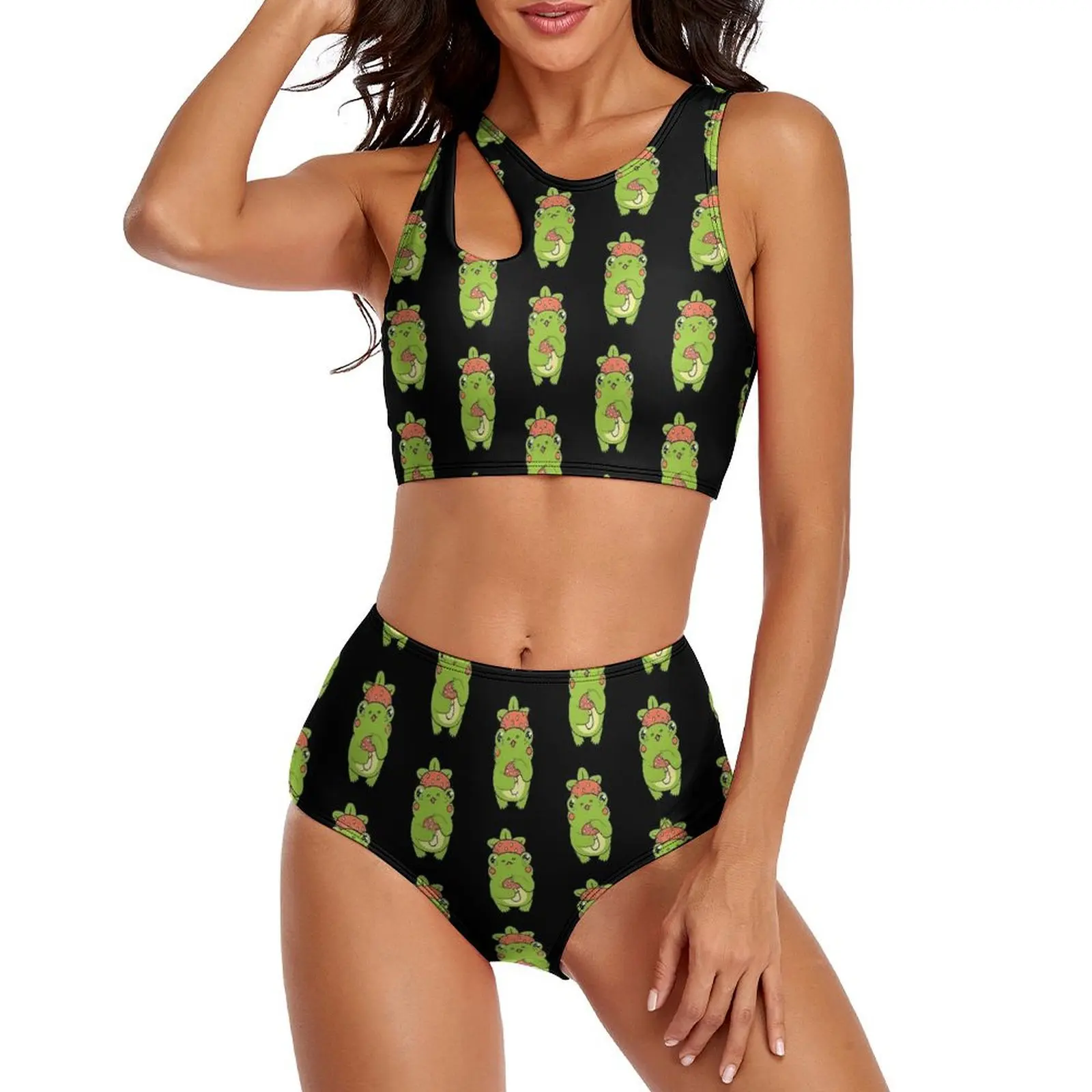 

Kawaii Frog комплект бикини животное клубника ажурный купальник бикини сексуальный купальник с высокой талией фитнес новинка женские бикини