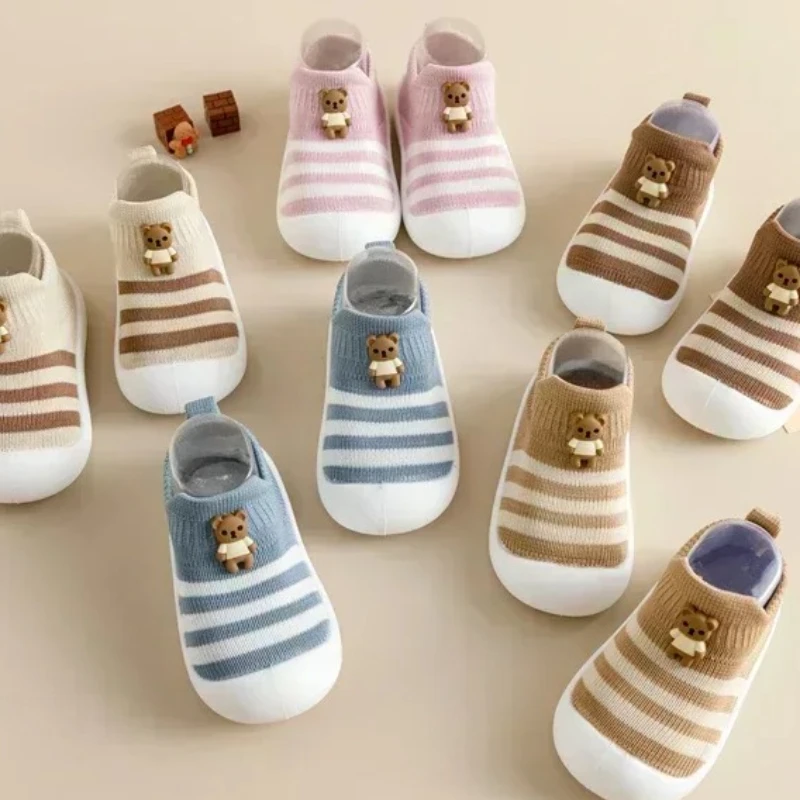 

Baby Toddler Shoes,Striped Cute Soft-soled Children's Shoes,Breathable Cartoon Anti-slip and Anti-fall Shoes New Baby Shoes
