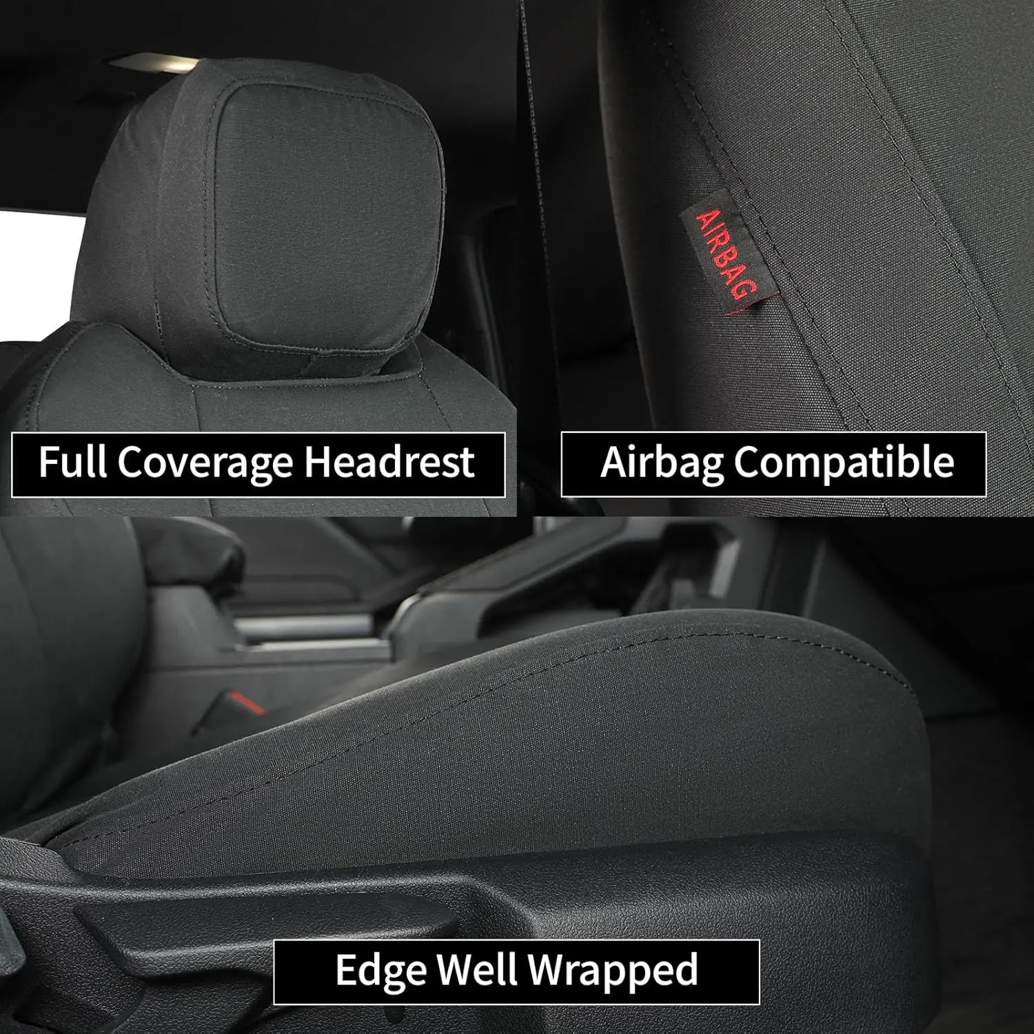 EKR Tacoma Car Seat Covers Custom Fit for Toyota Tacoma 2024-2026 DoubleCab/CrewCab SR/SR5/TRD Sport Waterproof Canvas Cover