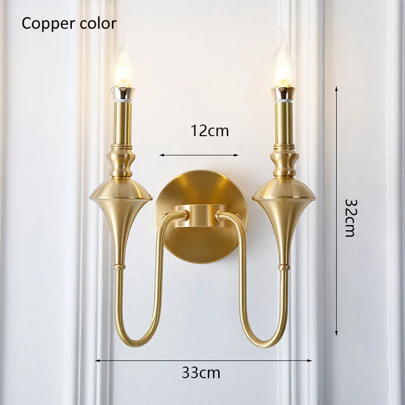 American Rural Wall Lamp Bedroom Bedside Lighting Mirror Front Lamp Simple Living Room Villa Corridor Double Headed Wall Light