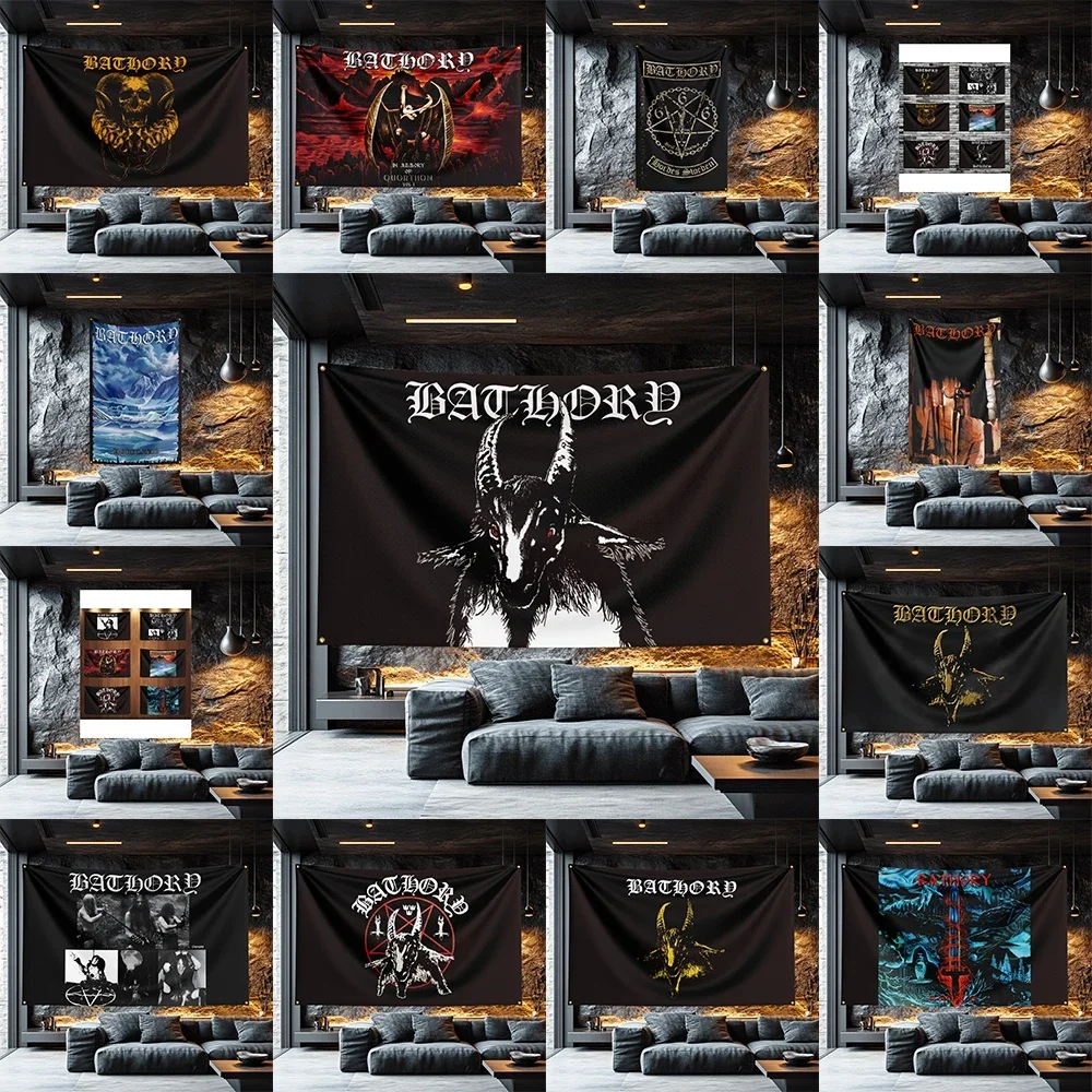 Bathory Inspired Vintage Flag  Polyester Wall Hanging For Party Decor Festival Fan Gift