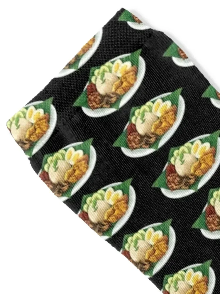 Calcetines de arroz y pollo frito sirvados en una hoja de plátano, calcetines Nasi Lemak, calcetines cálidos de invierno de anime para hombre, calcetines de lujo para mujer