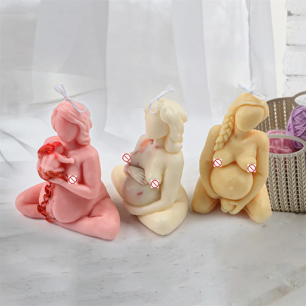 Mother Day Decor Pregnant Woman Candle Mold Silicone Childbirth Female Sculpture Tool Natal Maternity Body DIY Epoxy Resin Mould