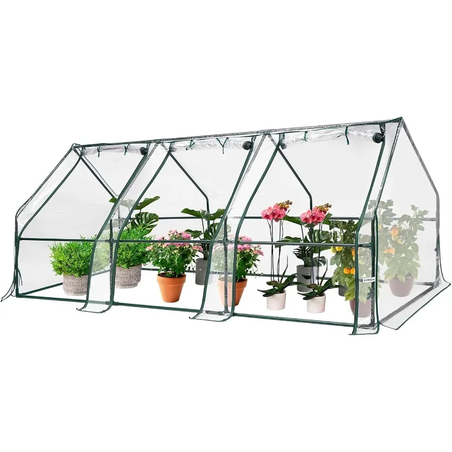 

VIVOSUN Portable Mini Greenhouse 94.5x36x36Inch Tunnels PVC Cover with Rollup Zipper Door for Indoor Outdoor Garden Plant Growi