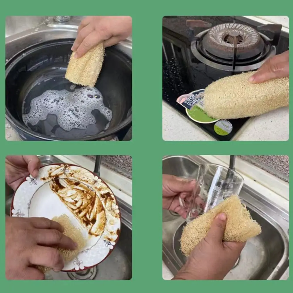 Natural Loofah Luffa Sponge Non-stick Ecological Planting Body Shower Sponge Long Good Absorbency Dish Towels Bath Kitchen