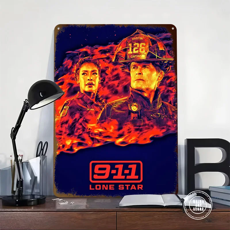 9-1-1 Lone Star TV Show Tin Poster Customized Wall Art Retro Vintage Metal Signs for Fans Room Home Decoration Gaming Interior