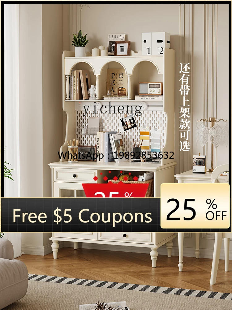 

AA living room wall integrated storage locker solid wood locker French retro cream style dining side cabinet