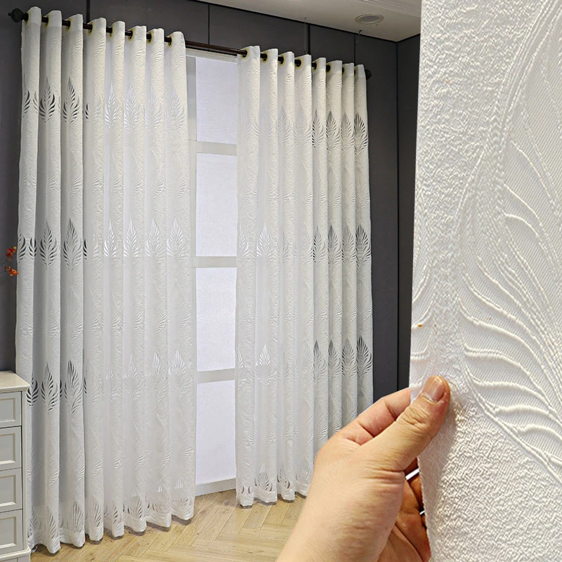1PC Europäischen Stil Gaze Vorhänge für Wohnzimmer Einfache Moderne Blatt Schlafzimmer Tüll Fenster Vorhänge für Schlafzimmer Transparent