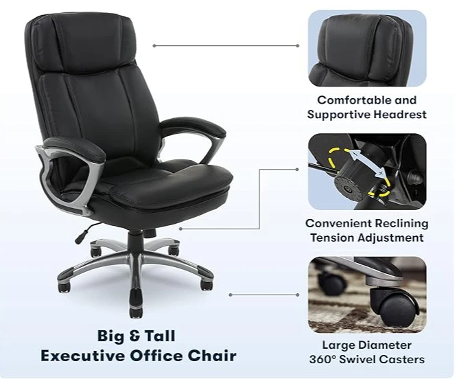 Fairbanks Big & Tall High Back Executive Office Ergonomic Gaming Computer Chair with Layered Body Pillows Contoured Lumbar Zone