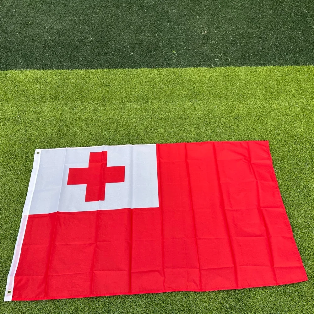 Tonga Flag 150x90cm Large 3x5 FT Tongan National Flag Polyester Double Stitched Outdoor Indoor Decoration