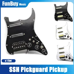 ST Electric Guitar Double Coil Pickup SSH Guitar Pickguard with Silence Switch/3.5 jackLoaded Prewired Black White