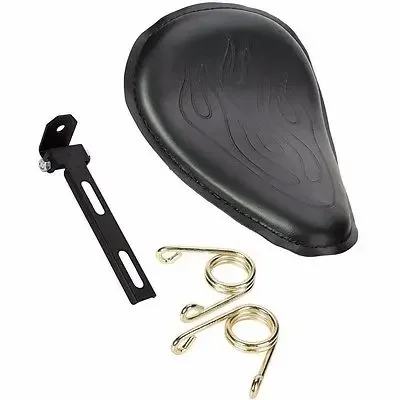 

Leather Flame SOLO Seat W/2.5" Spring Mounting Bracket for Harley Honda Kawasaki