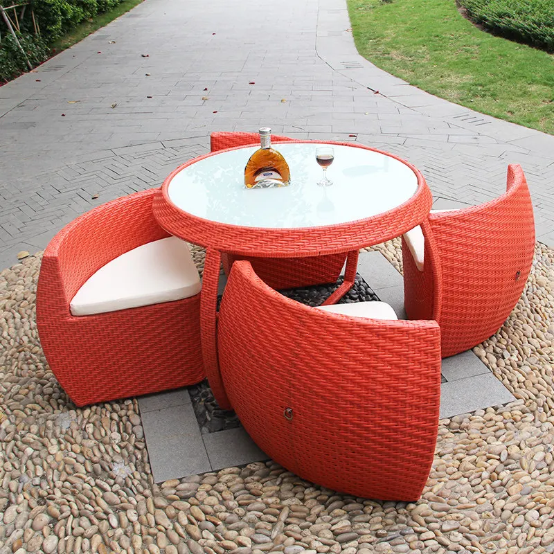 Outdoor leisure creative rattan chair, small coffee table five-piece set outdoor garden courtyard home homestay storage table an