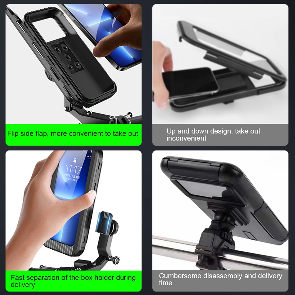Bike Handlebar Bracket Strong Suction Waterproof Phone Holder Case 360 Degree Rotation Motorbike Phone Stand for Phone 4-7 Inch