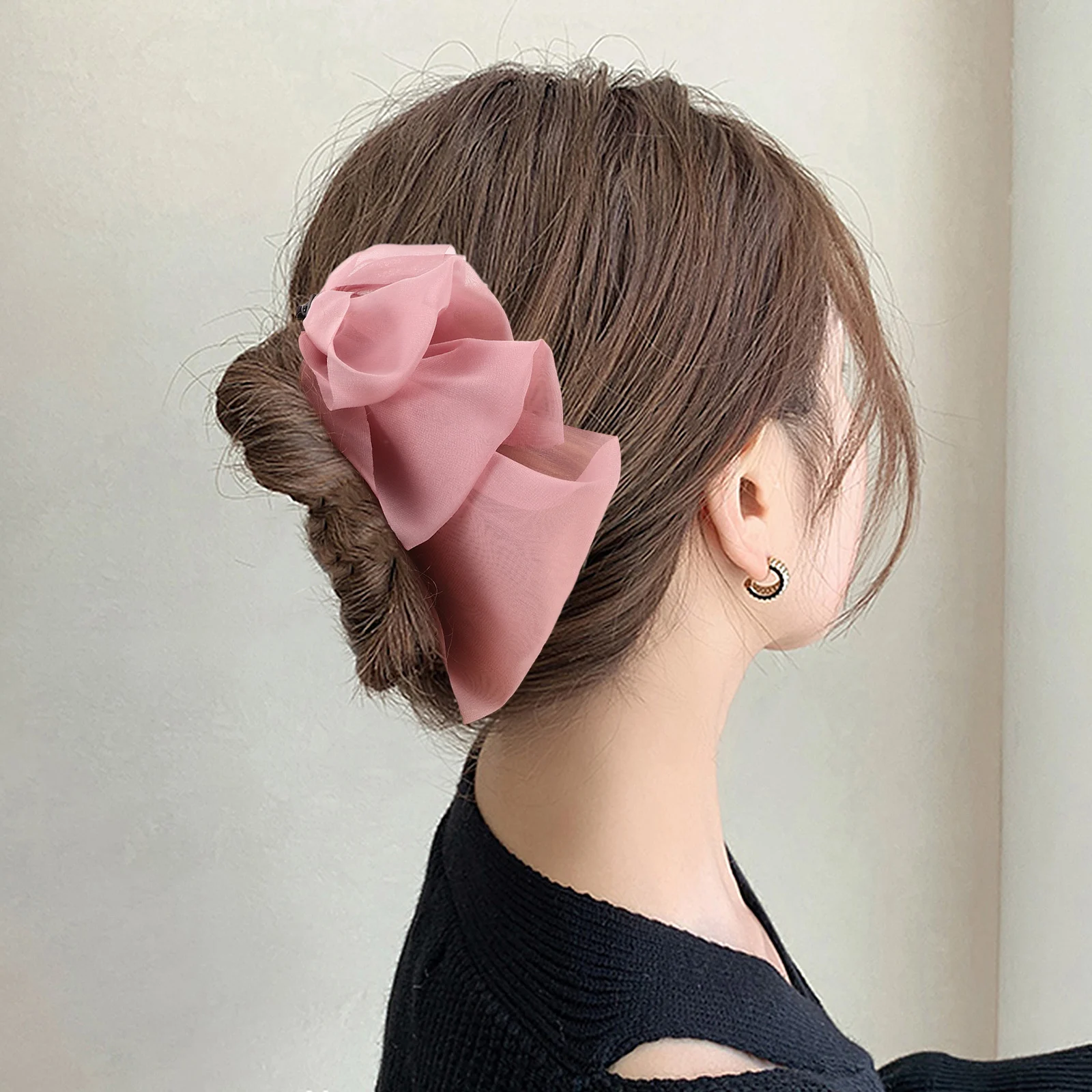 

4pcs French Bowknot Hair Clips For Women Multi-Layer Big Bowknot Banana Hair Accessories Vintage Style Barrettes Secure Hold