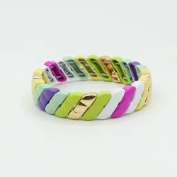 Bohemian Style Enamel Color Matching Irregular Fashion Enamel Ladies Bracelet Bangle DIY Handmade Beaded Rainbow Bracelet