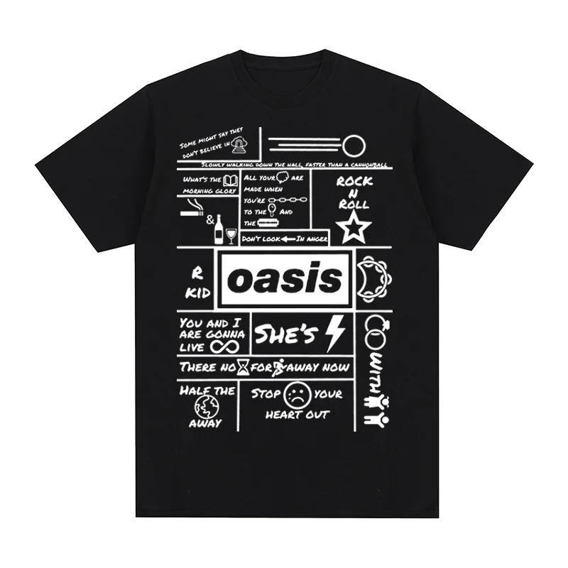 Rock Music Retro Casual Vintage T-shirt Oasi Band Cotton Men T Shirt New Tee Tshirt Womens Tops
