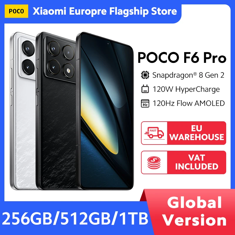 POCO F6 Pro 5G Global Version Smartphone Snapdragon® 8 Gen 2 120W HyperCharge WQHD+120Hz Flow AMOLED Display 50MP Camera NFC