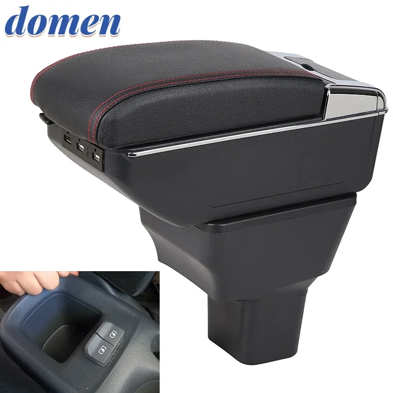 

For Nissan Versa Armrest Box Almera 2020-2022 Central Console Storage Ashtray Cup Holder PU Leather USB Charging Rotatable LED