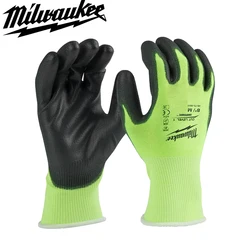 Milwaukee 48-73-8911 48-73-8912 High Visibility Cut Level 1 Polyurethane Dipped Gloves Medium Large Light Weight Ventilate