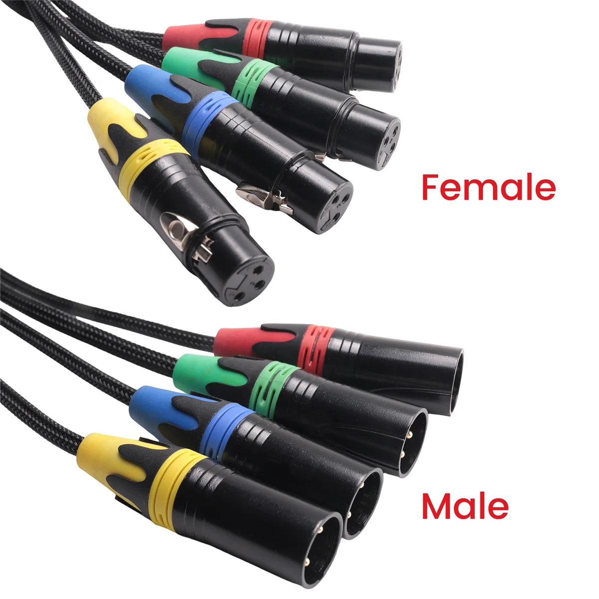 RISE 1 زوج XLR 4-قناة 3-Pin متعدد شبكة المرحلة والاستوديو اتصال، XLR كابل الذكور والإناث مرحلة الصوت RJ45