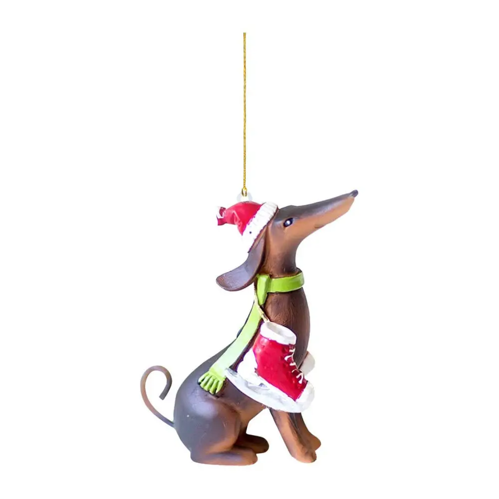 Unique Sausage Dog Acrylic Ornament Car Hanging Pendant Stylish Interior Decor For Christmas Tree Holiday Decoration