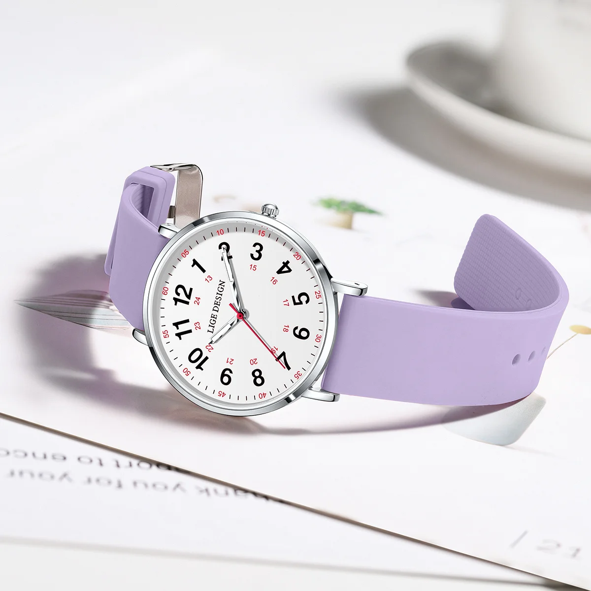 Relojes LIGE para mujer, reloj de pulsera de cuarzo informal a la moda para mujer, relojes de marca de lujo con correa de silicona para mujer, reloj Simple resistente al agua