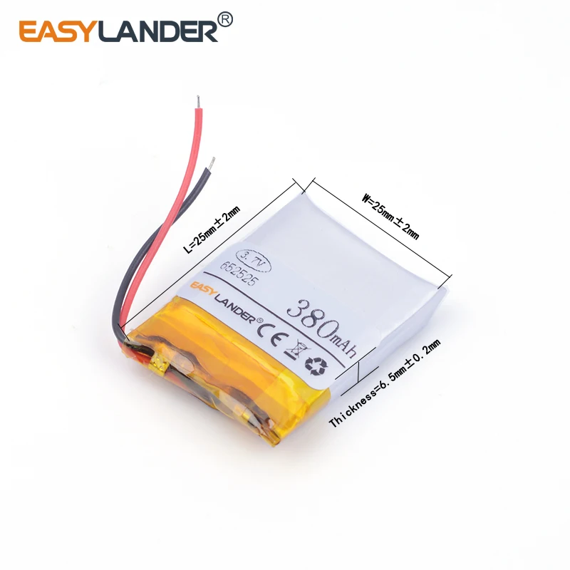 10pcs /Lot 652525 3.7V 380mAh Rechargeable Lithium Li-ion Li Polymer Battery