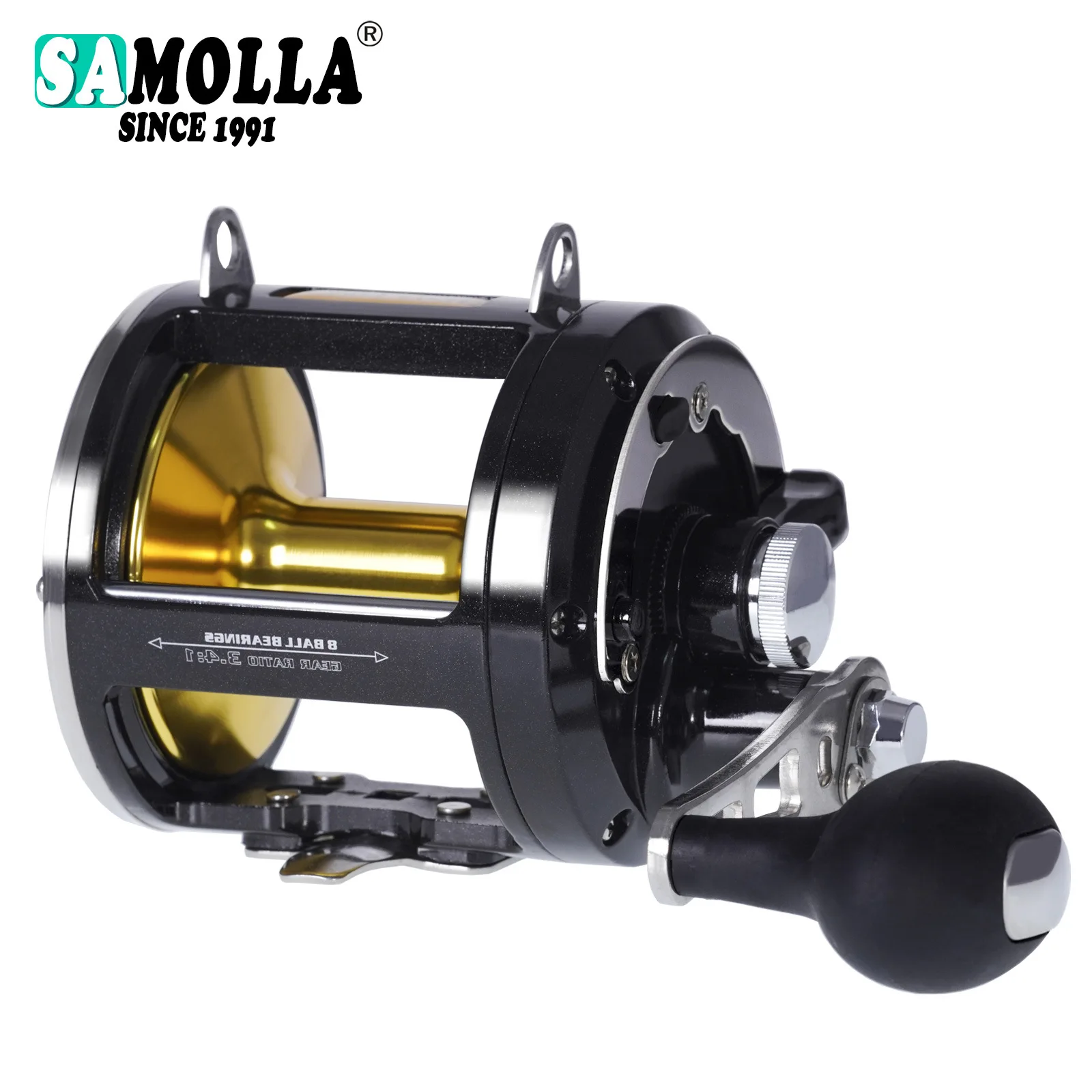 SAMOLLA Sea Fishing Iron Plate Drum Wheel Slow Shake Large Fish Wheel Deep Sea Boat Fishing