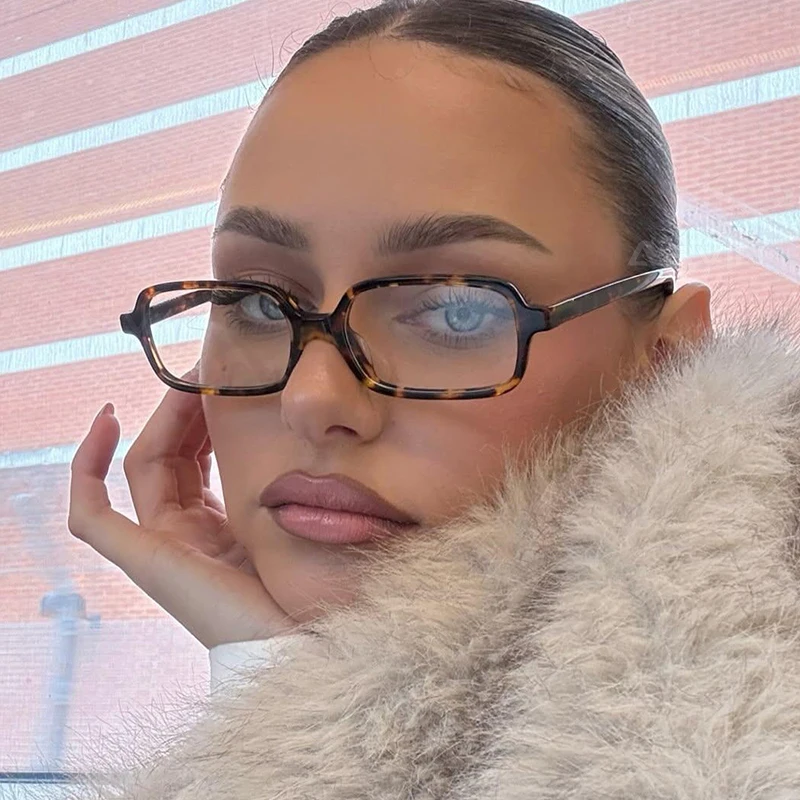 Finished Ladies Myopia Glasses Fashion Retro Small Rectangular Frame Computer Eyeglass Optical Prescription Hyperopia 0+4.0