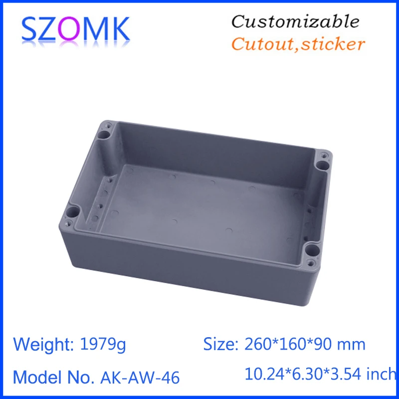 1Piece 260*160*90mm szomk waterproof die cast aluminum enclosures for electronics customizable aluminum junction box