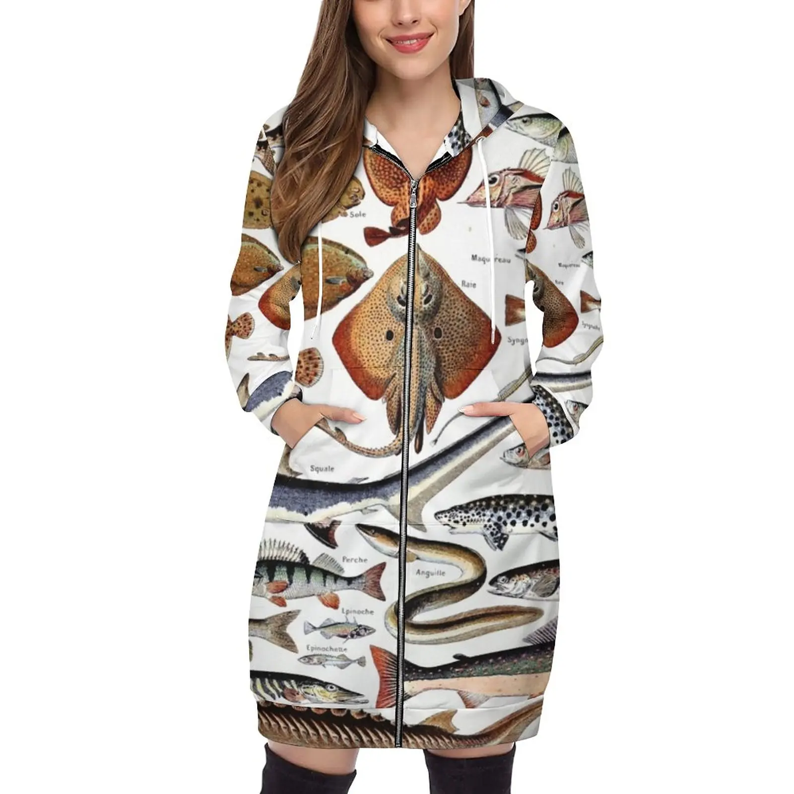 

Adolphe Millot-Poissons French Vintage Poster Fashion Women's Hoodies New Casual Hooded Sweatshirt Hoodies Sweatshirt Tops