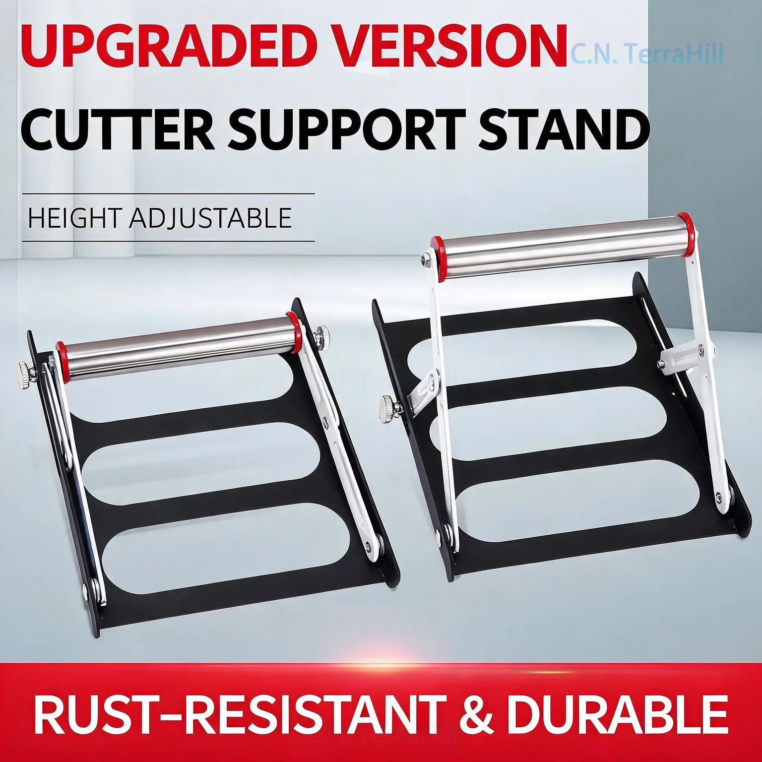 Adjustable Height Cutting Machine Support Stand, Long Material Roller Support Bracket, Foldable Drop Feed Auxiliary Tool for