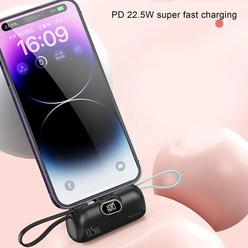 Battery Powers Bank PD 22.5W 5000mah Compact Phone Charger Powers Bank Cell Phone Portable Powers Banks For Smartphones Tablets