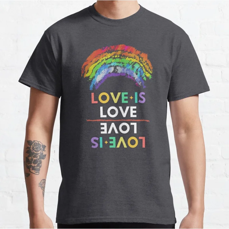 Love is Love lgbtq pride month gift clothing Short-sleeve crewneck T-shirt for men large size Adult Tops S-6xl