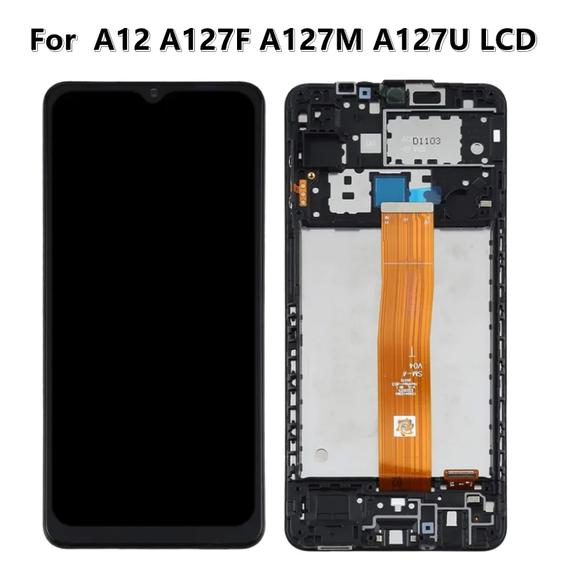 Tested  New  For Samsung A12 LCD A127F A127M A127U LCD Display Touch Screen Digitizer Assembly  Black With Frame   high quality