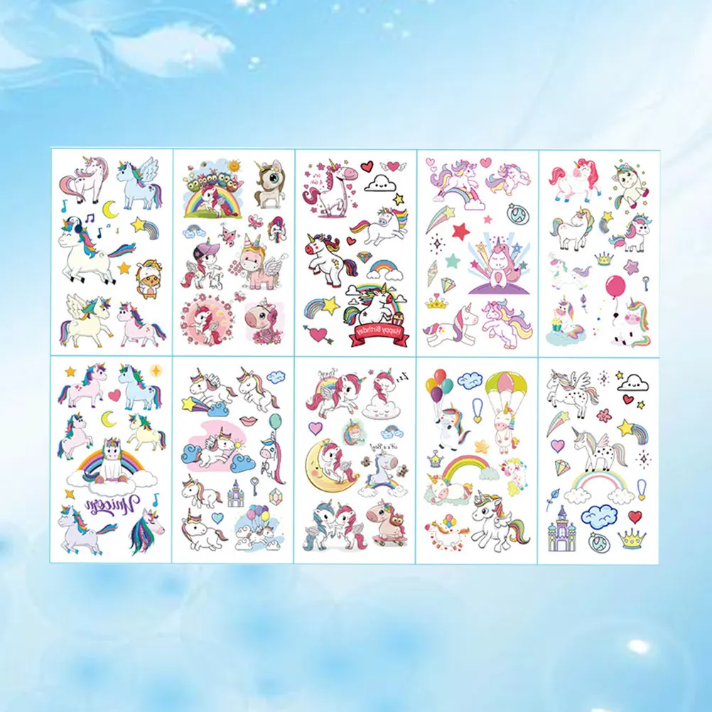 

20 Sheets Temporary Tattoos Cute Cartoon Stickers Mermaid Body Pasters Waterproof Safe Skin Friendly Decor